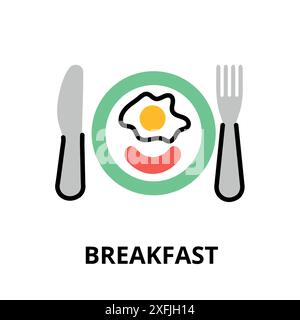 Konzept des Frühstücks-Icons, flache Design-Vektor-Illustration, für Grafik- und Web-Design Stock Vektor