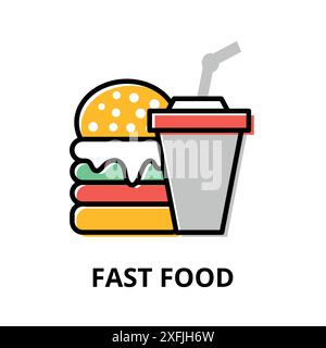 Konzept des Fast-Food-Symbols, flache Design-Vektorillustration, für Grafik- und Webdesign Stock Vektor