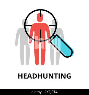 Konzept des Headhunting-Symbols, moderne flache flache Design-Vektor-Illustration, für Grafik- und Webdesign Stock Vektor