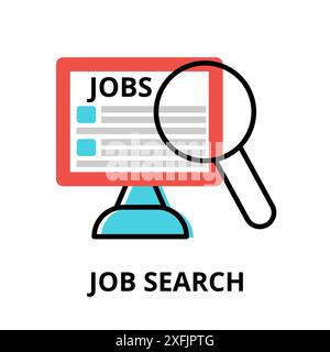 Konzept des Job Search-Symbols, moderne flache, dünne Design-Vektor-Illustration, für Grafik- und Webdesign Stock Vektor