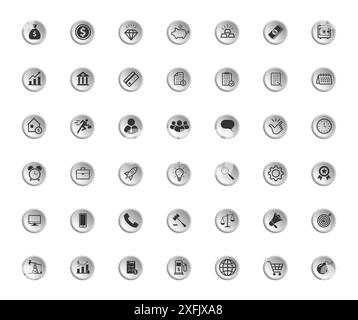 Symbolgruppe „Unternehmen“. Illustration des flachen Vektors Stock Vektor
