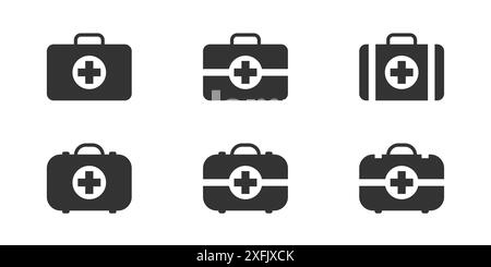 Medizinisches Kit-Set. Arztkoffer. Illustration des flachen Vektors Stock Vektor