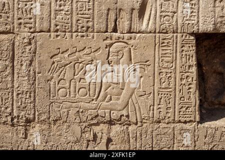 Außenwände am Tempel von Khnum in Esna, Ägypten Stockfoto