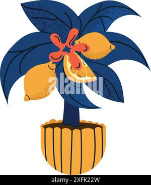 Illustrierter Zitronenbaum-Vektor Stock Vektor