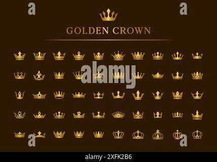 Gold King Crown Kopfbedeckungsvektor Stock Vektor