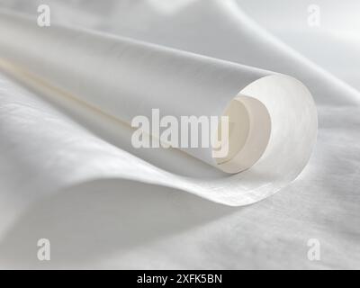 Weißes Geschenkpapier von Tyvek, Modell, Vorlage, wasserdichtes Material. Stockfoto