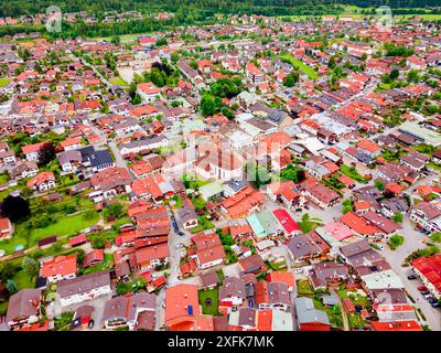 Mittenwald Stadt Luftpanorama Ansicht in Bayern, Deutschland Stockfoto
