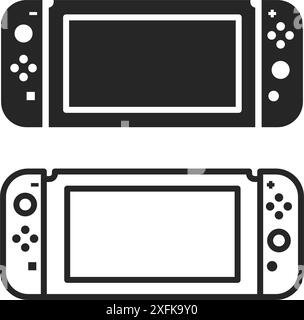 Set aus einer schwarzen Gamepad-Vorlage flache Symbole, flache Design-Vektor-Illustration, Spielekonzept Stock Vektor