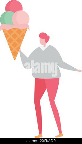 Eis- und Sommernahrungskonzept, isoliert auf einem transparenten Hintergrund, flache Design-Vektor-Illustration, für Grafik- und Webdesign Stock Vektor