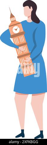 Time-to-Travel-Konzept auf transparentem Hintergrund, flache Vektorillustration Stock Vektor