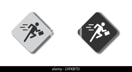 Geschäftsmann läuft mit Aktenkoffer-Symbol. Geschäftsmann-Schild. Illustration des flachen Vektors Stock Vektor
