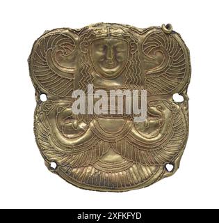 Korinthische Bekleidungstafel mit Prägung verziert und mit Granulat aus dem Grab des Dolii der Banditaccia, 630 v. Chr. verziert Stockfoto