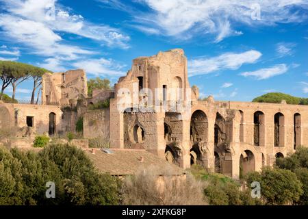 Palatin Hügel aus dem Circus Maximus. Rom, Italien Stockfoto