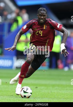 Düsseldorf, Deutschland, 1. Juli 2024. Amadou Onana aus Belgien während des Achtelfinale der UEFA-Europameisterschaften in der Düsseldorfer Arena. Der Bildnachweis sollte lauten: Paul Terry / Sportimage Stockfoto