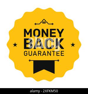 Geld-zurück-Garantieabzeichen, goldenes Etikett der Website, Rückerstattungsgarantiemblem oder -Stempel, Vektor Stock Vektor