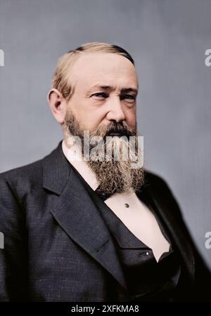 Präsident Benjamin Harrison. Etwa zwischen 1870 und 1880. Entweder von Mathew Brady oder Corbin Handy. Stockfoto