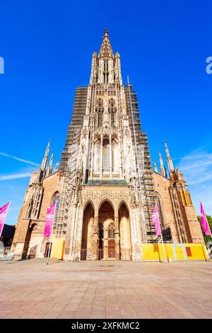 Ulmer Münster ist eine lutherische Kirche in Ulm, Deutschland. Es ist derzeit die höchste Kirche der Welt. Stockfoto