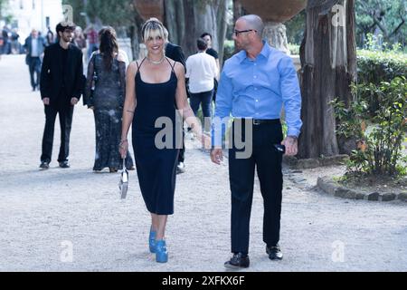 3. Juli 2024, Rom, Italien: Micaela Ramazzotti und Claudio Pallitto nehmen am roten Teppich der 64. Ausgabe des Goldenen Globus Teil, dem Filmpreis, den die Foreign Press an das italienische Kino vergibt (Credit Image: © Matteo Nardone/Pacific Press via ZUMA Press Wire). Nicht für kommerzielle ZWECKE! Stockfoto