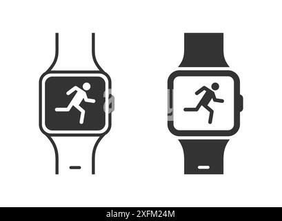 Tragbare Smartwatch für Fitness. Running man-Symbol. Illustration des flachen Vektors Stock Vektor