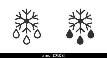 Schneeflocken- und Tropfensymbol. Fefrost-Symbol. Illustration des flachen Vektors Stock Vektor