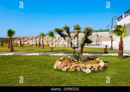 Öffentlicher Schönheitspark in der Nähe des Didim Amphitheaters in der Türkei. Didim ist eine Stadt in der Provinz Aydin in der Türkei. Stockfoto