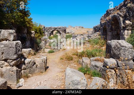 Archäologische Stätte von Miletus. Miletus war eine antike griechische Stadt und liegt heute in der Nähe der modernen Stadt Didim in der Türkei. Stockfoto