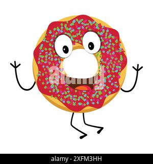 Donut Maskottchen, Vintage Cartoon gestylte Retro Vektor Illustration, Donut Maskottchen, Vintage Cartoon gestylte Retro Vektor Illustration Stock Vektor