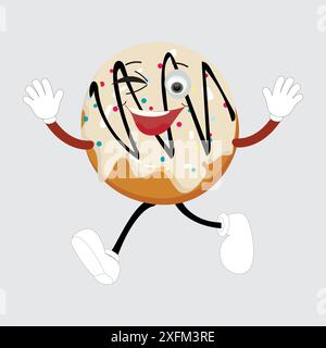 Donut Maskottchen, Vintage Cartoon gestylte Retro Vektor Illustration, Donut Maskottchen, Vintage Cartoon gestylte Retro Vektor Illustration Stock Vektor