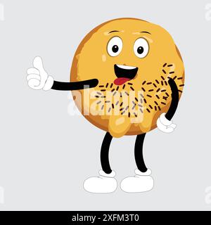 Donut Maskottchen, Vintage Cartoon gestylte Retro Vektor Illustration, Donut Maskottchen, Vintage Cartoon gestylte Retro Vektor Illustration Stock Vektor