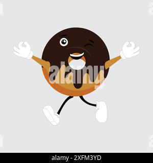 Donut Maskottchen, Vintage Cartoon gestylte Retro Vektor Illustration, Donut Maskottchen, Vintage Cartoon gestylte Retro Vektor Illustration Stock Vektor