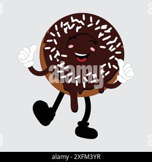 Donut Maskottchen, Vintage Cartoon gestylte Retro Vektor Illustration, Donut Maskottchen, Vintage Cartoon gestylte Retro Vektor Illustration Stock Vektor