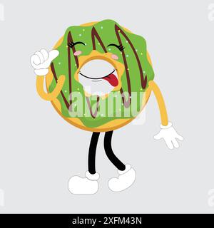Donut Maskottchen, Vintage Cartoon gestylte Retro Vektor Illustration, Donut Maskottchen, Vintage Cartoon gestylte Retro Vektor Illustration Stock Vektor