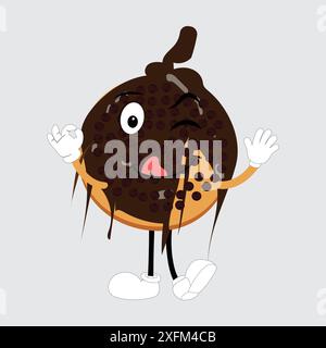 Donut Maskottchen, Vintage Cartoon gestylte Retro Vektor Illustration, Donut Maskottchen, Vintage Cartoon gestylte Retro Vektor Illustration Stock Vektor