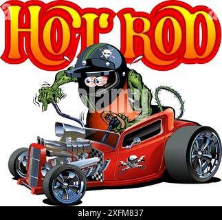 Cartoon Retro Hot Rod. Verfügbares EPS-10-Vektorformat, das durch Gruppen und Ebenen getrennt ist, um eine einfache Bearbeitung zu ermöglichen Stock Vektor