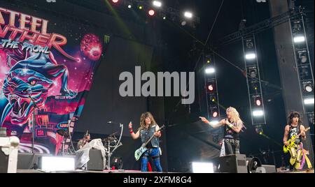 08.06.2024 Norje, Schweden: Band Steel Panther tritt beim Sweden Rock Festival auf. (Foto: Lennart Håård | HaardRockPhotography) Stockfoto