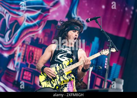 08.06.2024 Norje, Schweden: Band Steel Panther tritt beim Sweden Rock Festival auf. (Foto: Lennart Håård | HaardRockPhotography) Stockfoto