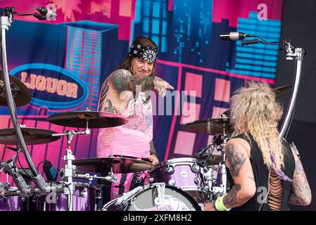 08.06.2024 Norje, Schweden: Band Steel Panther tritt beim Sweden Rock Festival auf. (Foto: Lennart Håård | HaardRockPhotography) Stockfoto