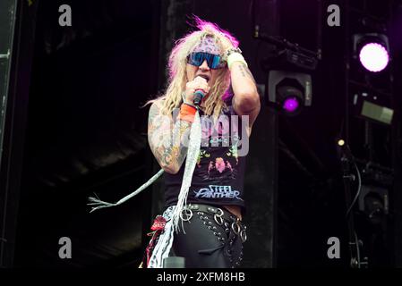 08.06.2024 Norje, Schweden: Band Steel Panther tritt beim Sweden Rock Festival auf. (Foto: Lennart Håård | HaardRockPhotography) Stockfoto