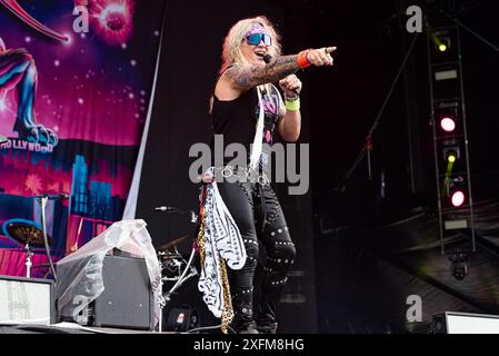 08.06.2024 Norje, Schweden: Band Steel Panther tritt beim Sweden Rock Festival auf. (Foto: Lennart Håård | HaardRockPhotography) Stockfoto