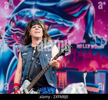 08.06.2024 Norje, Schweden: Band Steel Panther tritt beim Sweden Rock Festival auf. (Foto: Lennart Håård | HaardRockPhotography) Stockfoto