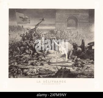 Befreiung: Einzug der französischen Armee in Paris, 21. Mai 1871, 1871 die semaine sanglante („blutige Woche“) war eine einwöchige Schlacht in Paris vom 21. Bis 28. Mai 1871, in der die französische Armee die Stadt von der Pariser Kommune zurückeroberte. Dies war die letzte Schlacht der Pariser Kommune. Stockfoto