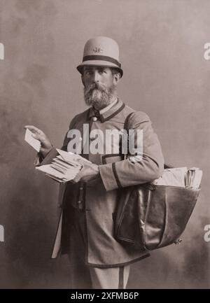 Vintage-Foto des amerikanischen Postmanns. USA, Ende der 1880er Jahre Stockfoto