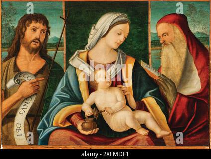 Madonna und Kind mit den Heiligen Johannes dem Täufer und Jerome. Museum: PRIVATE SAMMLUNG. Autor: VITTORE CARPACCIO. Stockfoto