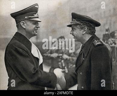 Segunda guerra mundial (1939-1945). Alemanien. Entrevista en Berlín entre los ministros de asuntos exteriores Alemán y español, Joachim von Ribbentrop (1893-1946) y Ramón Serrano Suñer (1901-2003). Año 1942. Stockfoto