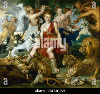 Krönung von Diana. Museum: Sanssouci, Potsdam. Autor: Pieter Paul Rubens. Stockfoto