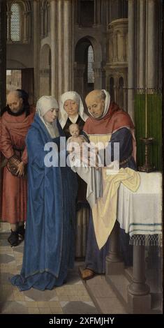 Die Darstellung Jesu im Tempel. Triptychon von Jan Floreins, rechtes Panel. Museum: Memlingmuseum, Brügge. Autor: HANS MEMLING. Stockfoto