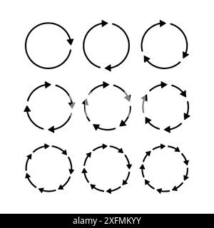 Satz schwarzer Kreisvektorpfeile. Vektorsymbole Stock Vektor