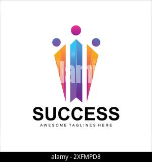 Design der Success People-Logovorlage. Konzept des Leadership-Logos Stock Vektor