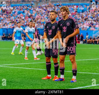 Charlotte, NC, USA. Juli 2024. Inter Miami Mittelfeldspieler BENJAMIN CREMASCHI (USA) spielt gegen den Charlotte FC im Bank of America Stadium in Charlotte, NC. (Kreditbild: © Walter G. Arce Sr./ASP via ZUMA Press Wire) NUR REDAKTIONELLE VERWENDUNG! Nicht für kommerzielle ZWECKE! Stockfoto