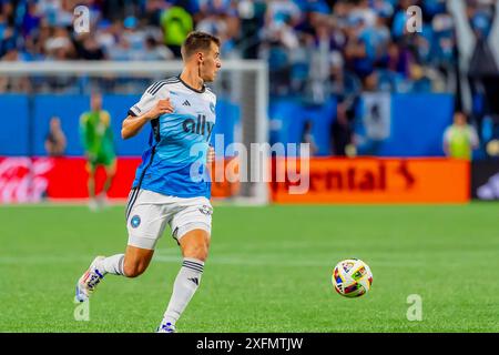 Charlotte, NC, USA. Juli 2024. Charlotte FC-Mittelfeldspieler ANDREW PRIVETT (USA) spielt im Bank of America Stadium in Charlotte, NC, gegen die Inter Miami. (Kreditbild: © Walter G. Arce Sr./ASP via ZUMA Press Wire) NUR REDAKTIONELLE VERWENDUNG! Nicht für kommerzielle ZWECKE! Stockfoto